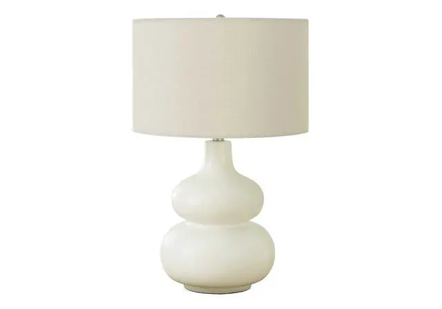 Alt view image 2 of 7 - Lighting, 25"H, Table Lamp, Ivory / Cream Shade, Cream Ceramic, Contemporary