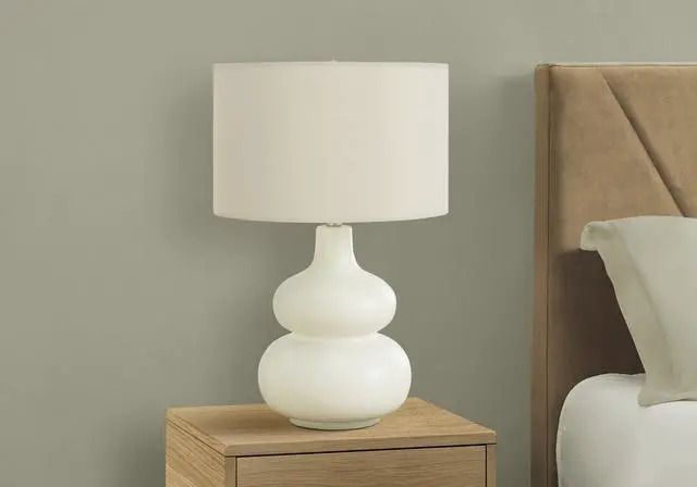 Alt view image 5 of 7 - Lighting, 25"H, Table Lamp, Ivory / Cream Shade, Cream Ceramic, Contemporary