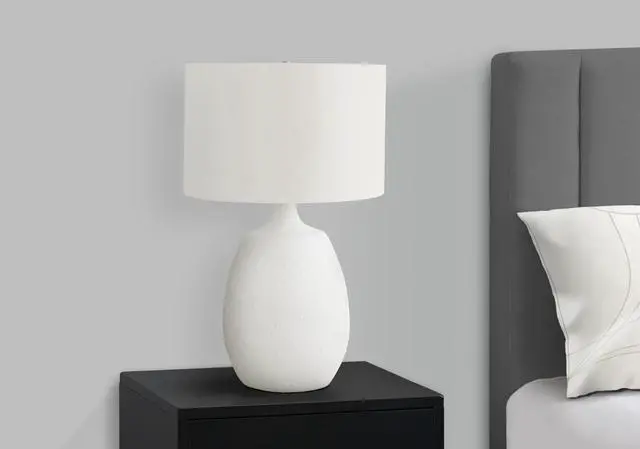 Alt view image 6 of 7 - Lighting, 26"H, Table Lamp, Ivory / Cream Shade, Cream Resin, Contemporary