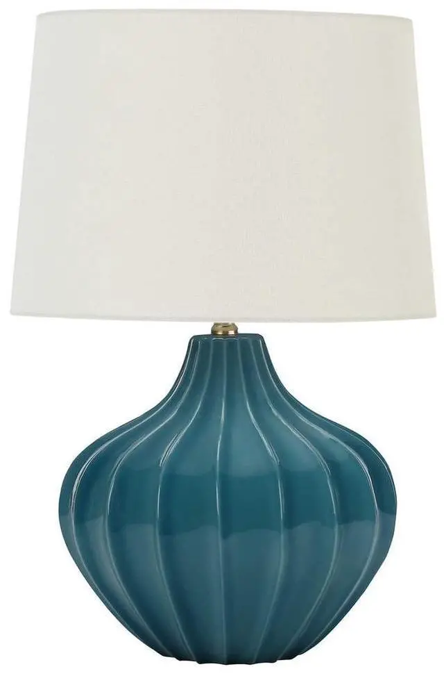 Main image of Lighting, 24"H, Table Lamp, Blue Ceramic, Ivory / Cream Shade, Transitional