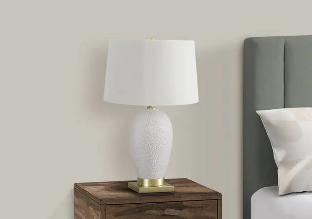 Alt view image 7 of 7 - Lighting, 26"H, Table Lamp, White Ceramic, Ivory / Cream Shade, Transitional