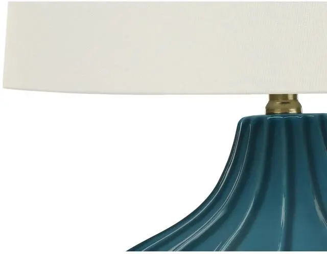 Alt view image 5 of 5 - Lighting, 24"H, Table Lamp, Blue Ceramic, Ivory / Cream Shade, Transitional