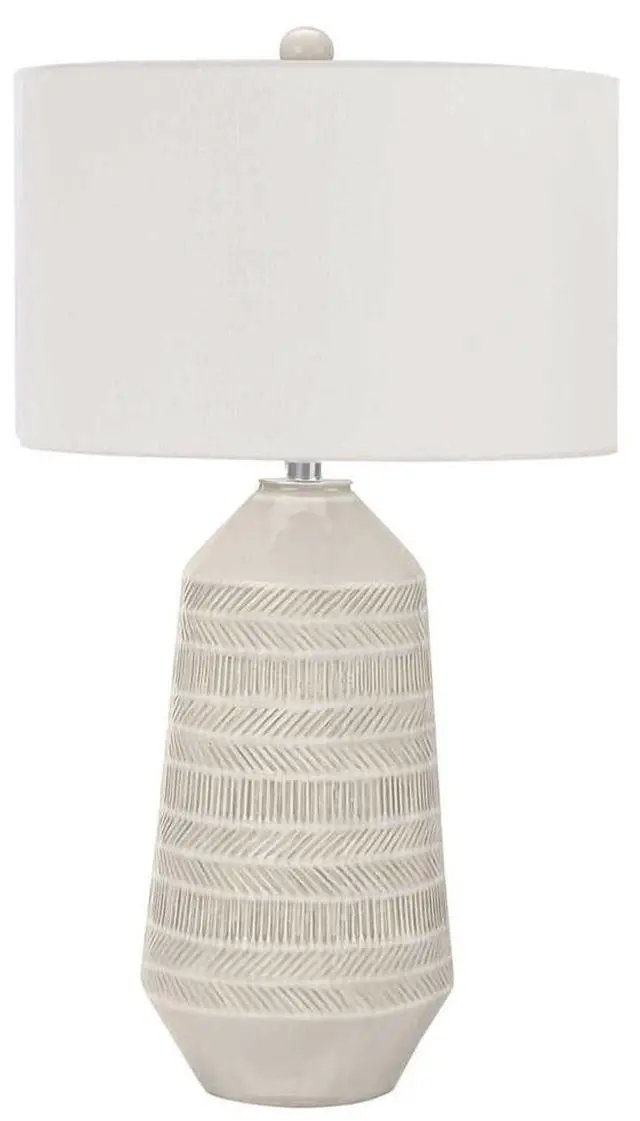 Main image of Lighting, 33"H, Table Lamp, Ivory / Cream Shade, Cream Ceramic, Contemporary