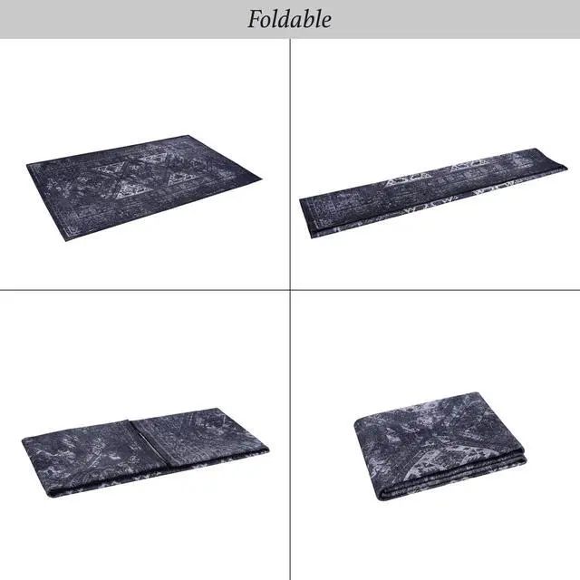 Alt view image 7 of 7 - Black Washable Rug 72*48 inch Area Rug (Black+Gray, 72*48 inch)