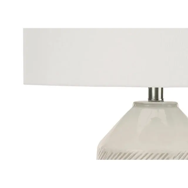 Alt view image 4 of 5 - Lighting, 33"H, Table Lamp, Ivory / Cream Shade, Cream Ceramic, Contemporary