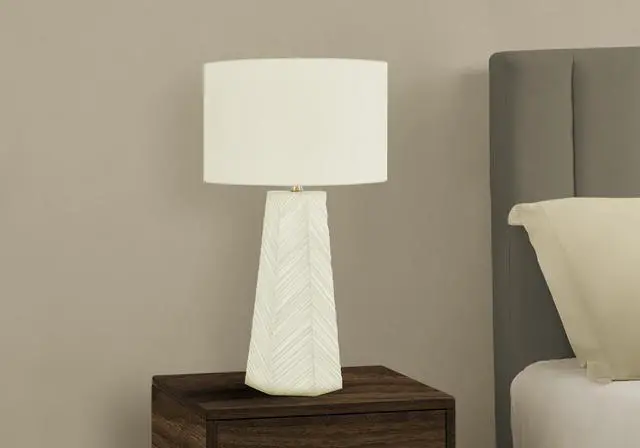 Alt view image 3 of 7 - Lighting, 29"H, Table Lamp, White Ceramic, Ivory / Cream Shade, Contemporary
