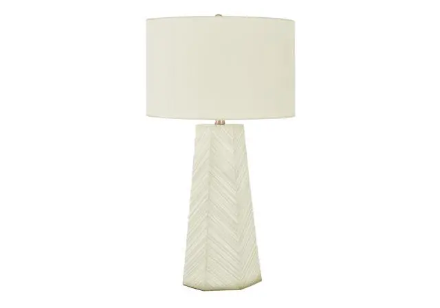 Alt view image 2 of 7 - Lighting, 29"H, Table Lamp, White Ceramic, Ivory / Cream Shade, Contemporary