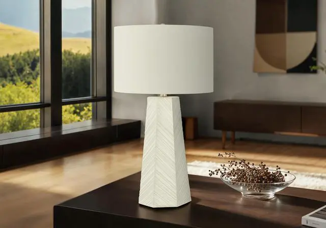 Main image of Lighting, 29"H, Table Lamp, White Ceramic, Ivory / Cream Shade, Contemporary