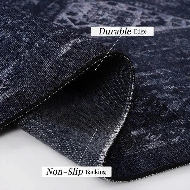 Alt view image 6 of 7 - Black Washable Rug 72*48 inch Area Rug (Black+Gray, 72*48 inch)