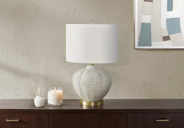 Main image of Lighting, 21"H, Table Lamp, Ivory / Cream Shade, Cream Resin, Transitional