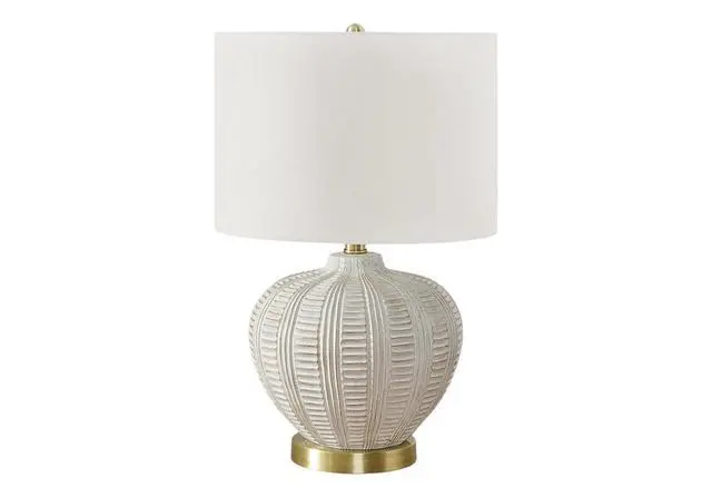 Alt view image 2 of 7 - Lighting, 21"H, Table Lamp, Ivory / Cream Shade, Cream Resin, Transitional