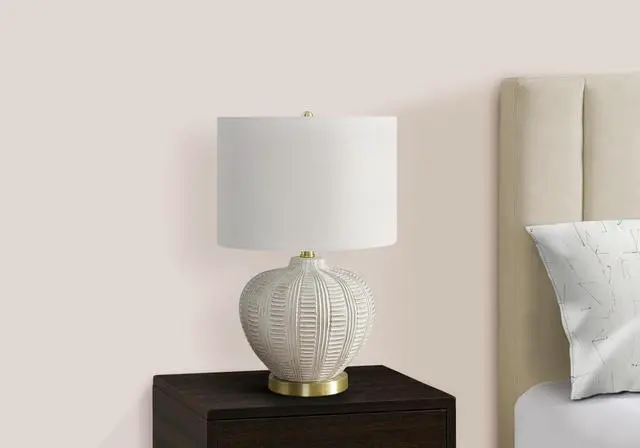 Alt view image 3 of 7 - Lighting, 21"H, Table Lamp, Ivory / Cream Shade, Cream Resin, Transitional