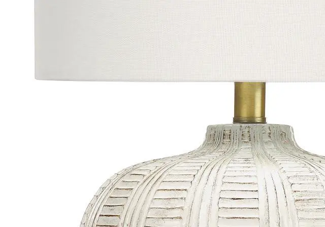 Alt view image 6 of 7 - Lighting, 21"H, Table Lamp, Ivory / Cream Shade, Cream Resin, Transitional