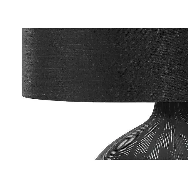 Alt view image 4 of 5 - Lighting, 23"H, Table Lamp, Black Ceramic, Black Shade, Contemporary