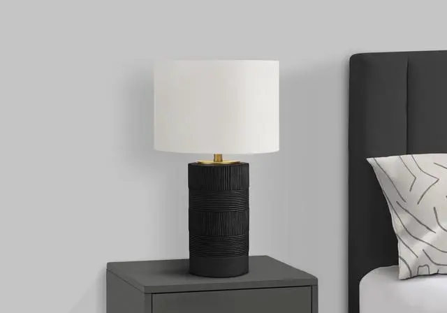 Alt view image 6 of 7 - Lighting, 24"H, Table Lamp, Black Resin, Ivory / Cream Shade, Contemporary