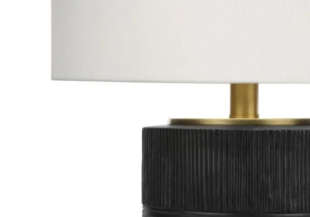 Alt view image 7 of 7 - Lighting, 24"H, Table Lamp, Black Resin, Ivory / Cream Shade, Contemporary