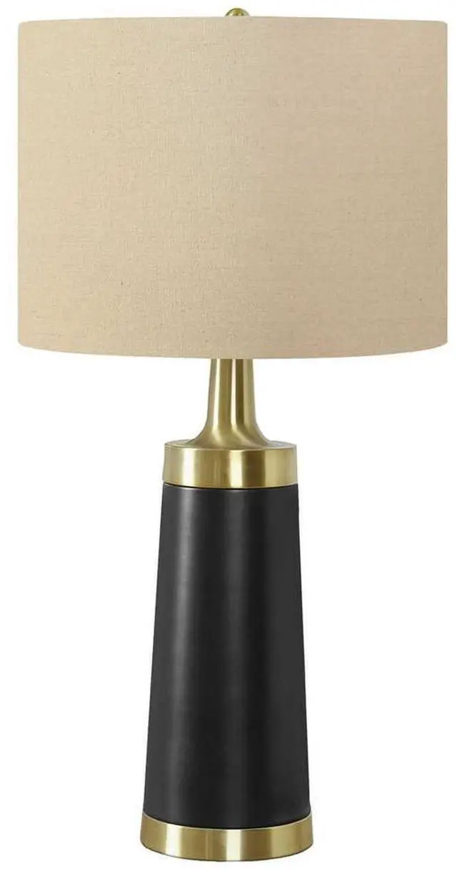 Main image of Lighting, 28"H, Table Lamp, Black Metal, Beige Shade, Contemporary