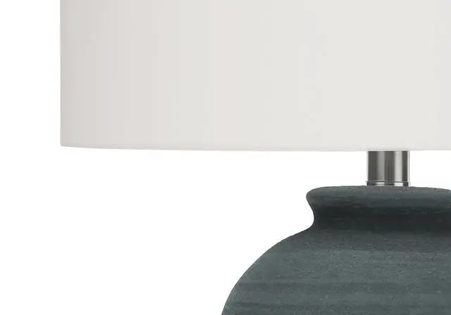 Alt view image 7 of 7 - Lighting, 24"H, Table Lamp, Blue Ceramic, Ivory / Cream Shade, Contemporary