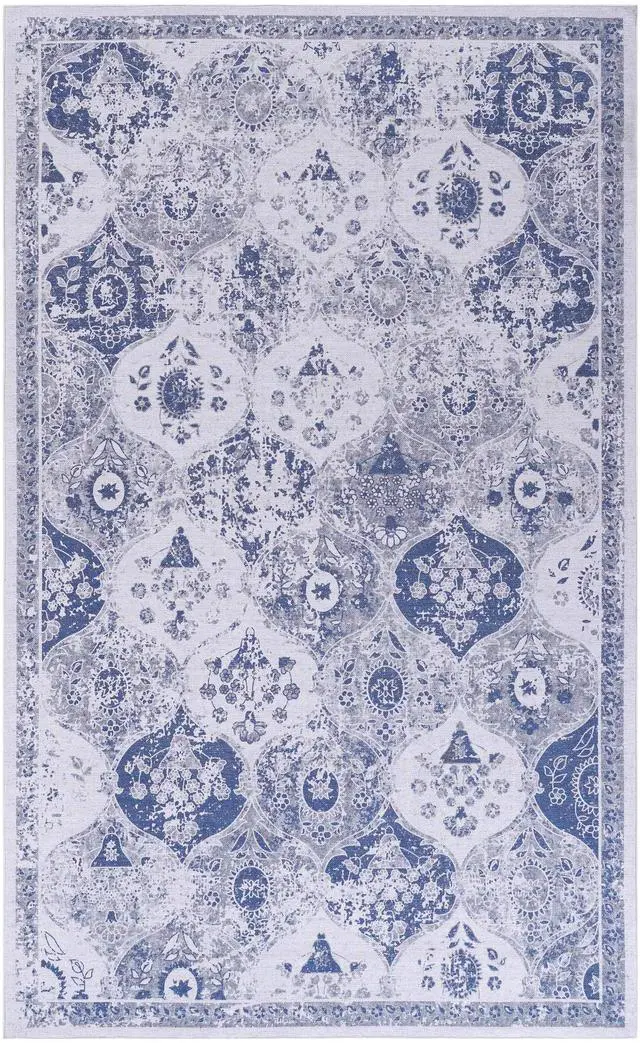 Alt view image 2 of 7 - Blue Washable Rug 120*96 inch inch Area Rug (Blue, 120*96 inch)