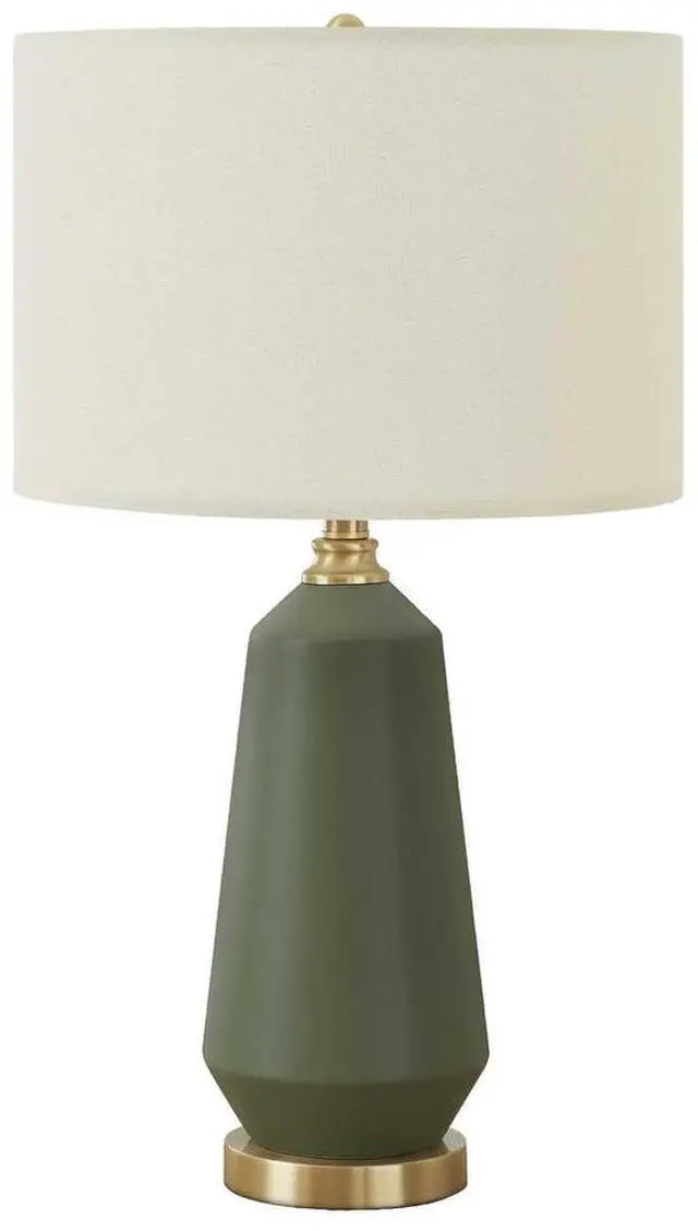 Main image of Lighting, 26"H, Table Lamp, Green Ceramic, Ivory / Cream Shade, Contemporary
