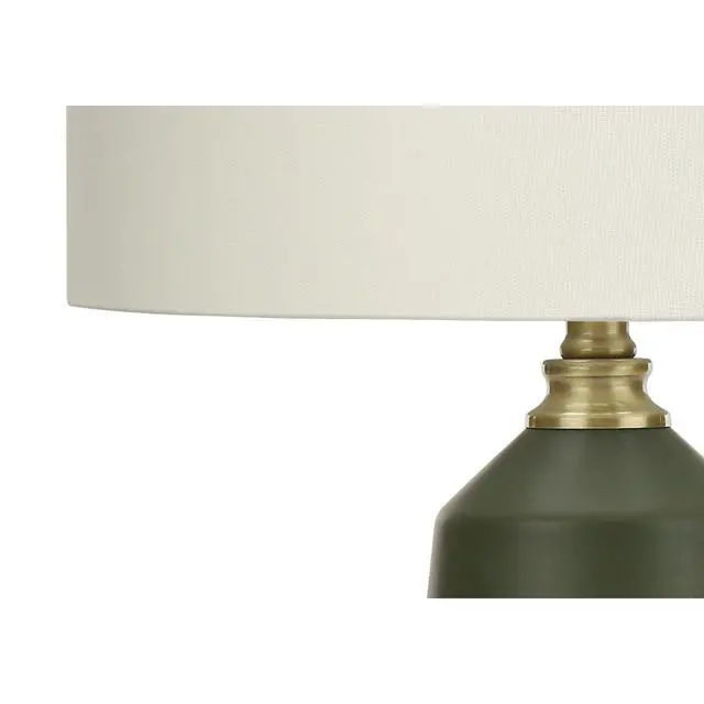 Alt view image 4 of 5 - Lighting, 26"H, Table Lamp, Green Ceramic, Ivory / Cream Shade, Contemporary
