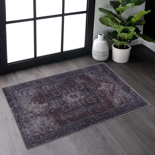 Alt view image 2 of 7 - Burgundy Washable Rug 36*24 inch Doormat Rug (Burgundy, 36*24 inch)