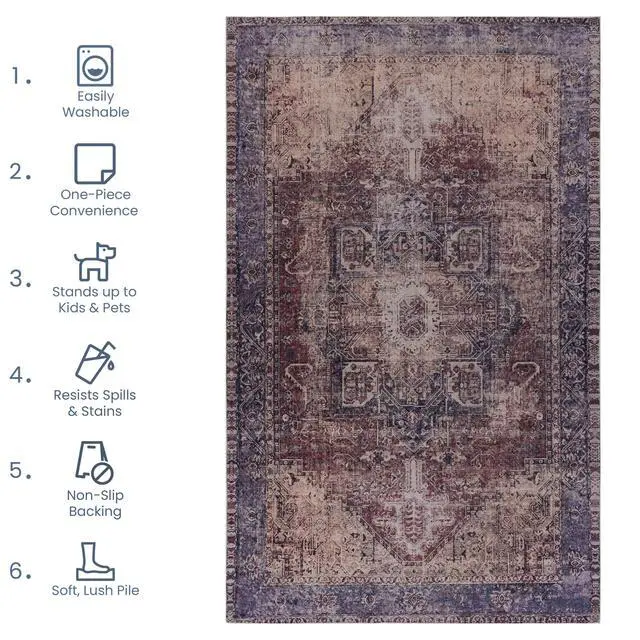 Alt view image 5 of 7 - Burgundy Washable Rug 36*24 inch Doormat Rug (Burgundy, 36*24 inch)