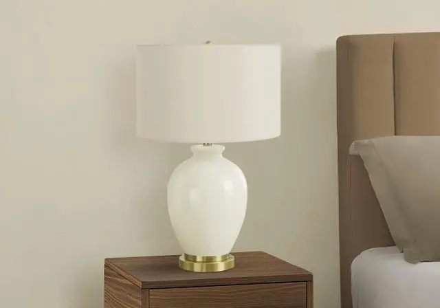 Alt view image 3 of 7 - Lighting, 26"H, Table Lamp, Ivory / Cream Shade, Cream Ceramic, Transitional