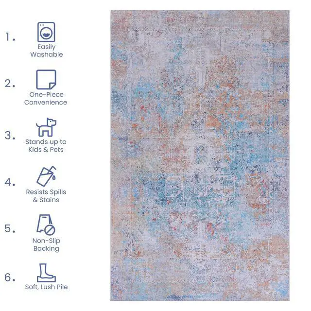 Alt view image 6 of 7 - Yellow Washable Rug 144*108 inch Area Rug (Yellow, 144*108 inch)