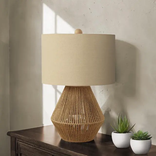 Alt view image 2 of 5 - Lighting, 22"H, Table Lamp, Brown Rope, Beige Shade, Transitional