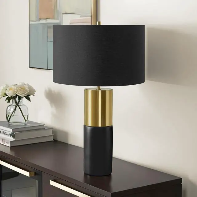 Alt view image 2 of 5 - Lighting, 25"H, Table Lamp, Black Concrete, Black Shade, Contemporary