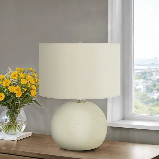 Alt view image 2 of 5 - Lighting, 18"H, Table Lamp, Ivory / Cream Shade, Cream Ceramic, Contemporary
