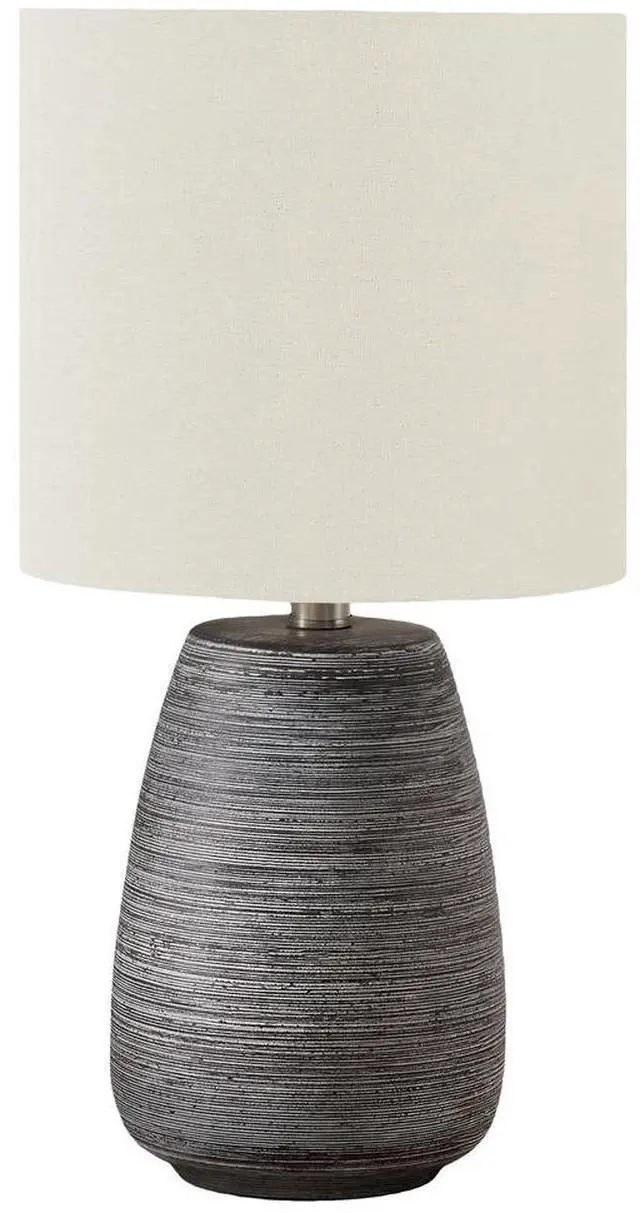 Main image of Lighting, 19"H, Table Lamp, Grey Ceramic, Ivory / Cream Shade, Contemporary