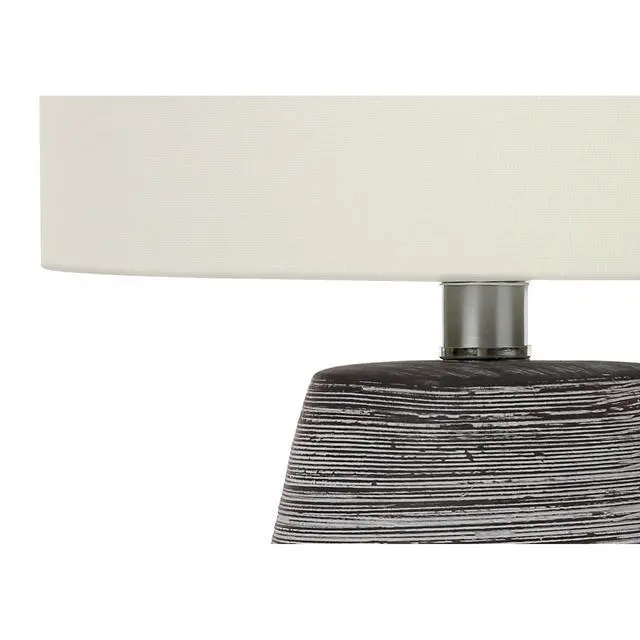 Alt view image 4 of 5 - Lighting, 19"H, Table Lamp, Grey Ceramic, Ivory / Cream Shade, Contemporary