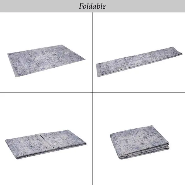Alt view image 7 of 7 - Blue Washable Rug 36*24 inch Doormat Rug (Blue+Cream, 36*24 inch)