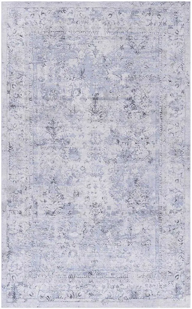 Alt view image 2 of 7 - Blue Washable Rug 120*96 inch inch Area Rug (Blue+Cream, 120*96 inch)