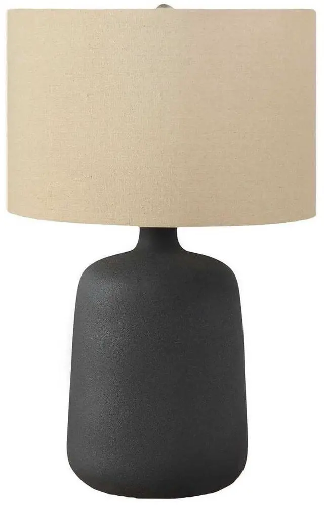 Main image of Lighting, 24"H, Table Lamp, Black Ceramic, Beige Shade, Contemporary