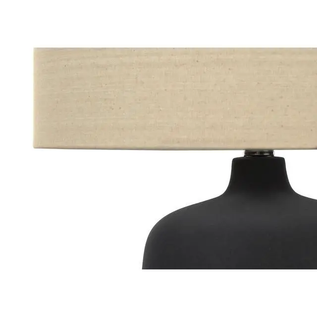 Alt view image 5 of 5 - Lighting, 24"H, Table Lamp, Black Ceramic, Beige Shade, Contemporary
