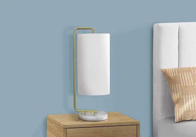 Alt view image 5 of 6 - Lighting, 20"H, Table Lamp, White Marble, Ivory / Cream Shade, Contemporary