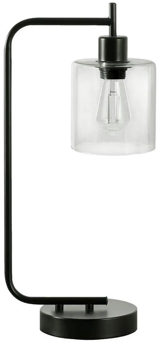 Main image of Lighting, 20"H, Table Lamp, Usb Port included, Black Metal, Glass Shade, Modern