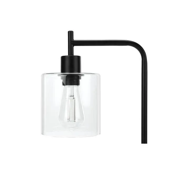 Alt view image 5 of 5 - Lighting, 20"H, Table Lamp, Usb Port included, Black Metal, Glass Shade, Modern