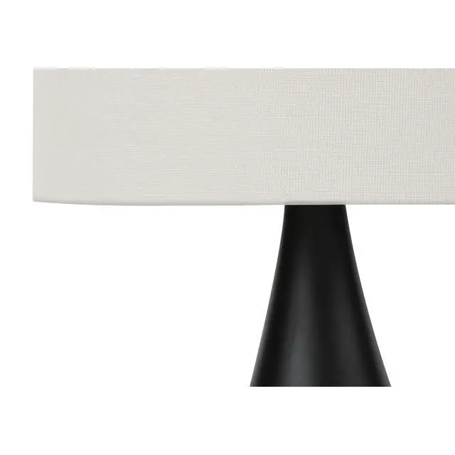 Alt view image 5 of 5 - Lighting, Set Of 2, 18"H, Table Lamp, Black Metal, Ivory / Cream Shade, Contemporary