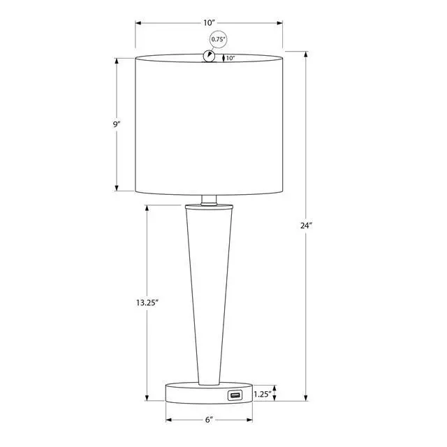 Alt view image 3 of 5 - Lighting, Set Of 2, 24"H, Table Lamp, Usb Port included, Nickel Metal, Grey Shade, Contemporary
