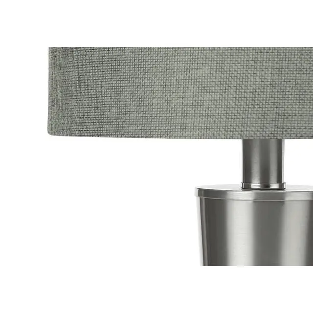 Alt view image 5 of 5 - Lighting, Set Of 2, 24"H, Table Lamp, Usb Port included, Nickel Metal, Grey Shade, Contemporary