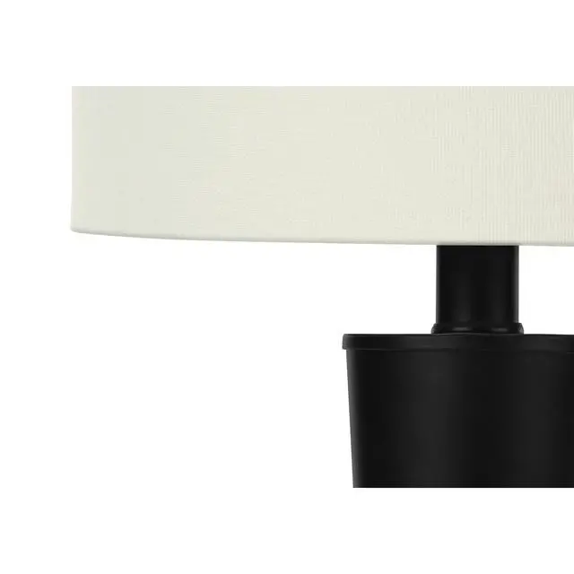 Alt view image 4 of 5 - Lighting, Set Of 2, 24"H, Table Lamp, Usb Port included, Black Metal, Ivory / Cream Shade, Contemporary