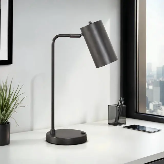 Alt view image 2 of 5 - Lighting, 18"H, Table Lamp, Usb Port included, Grey Metal, Grey Shade, Modern