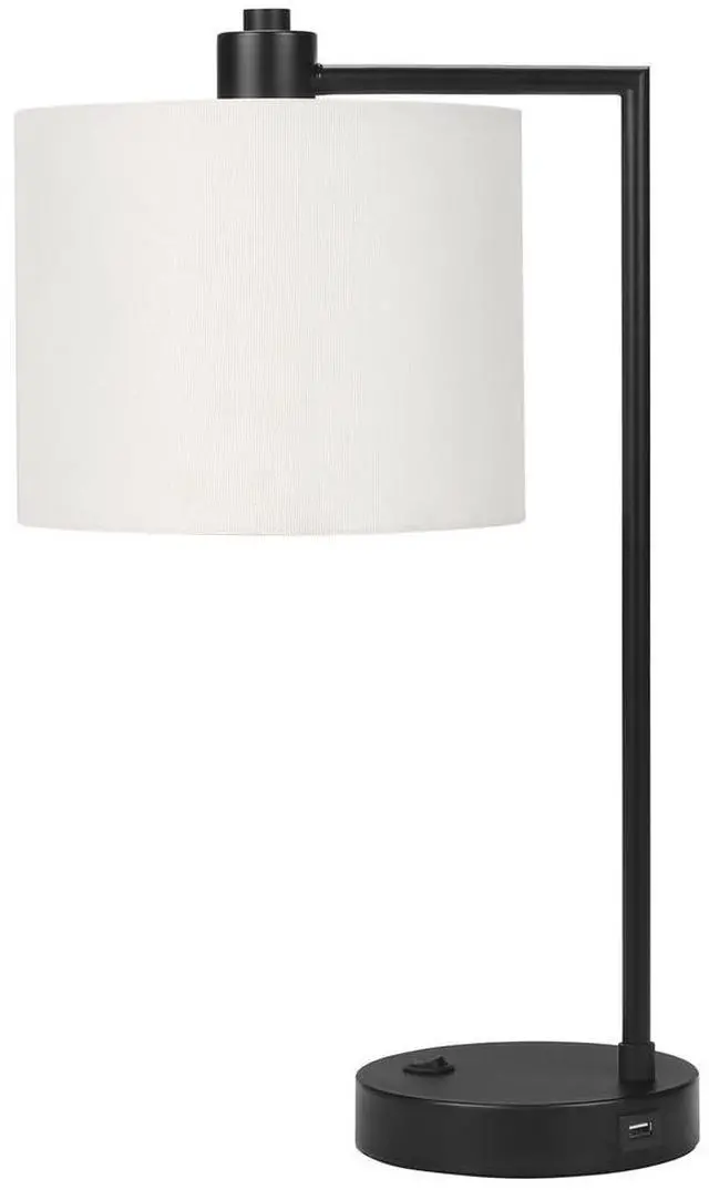 Main image of Lighting, 19"H, Table Lamp, Usb Port included, Black Metal, Ivory / Cream Shade, Modern