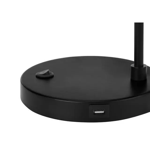Alt view image 5 of 5 - Lighting, 21"H, Table Lamp, Usb Port included, Black Metal, Black Shade, Modern