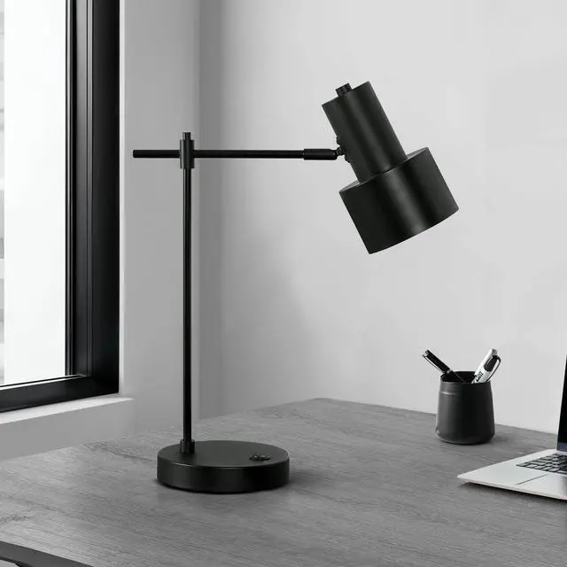 Alt view image 2 of 5 - Lighting, 21"H, Table Lamp, Usb Port included, Black Metal, Black Shade, Modern