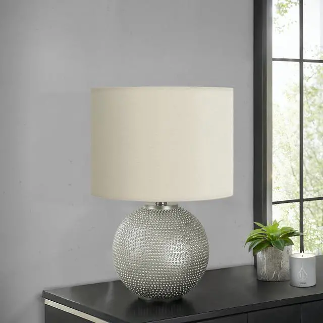 Alt view image 2 of 5 - Lighting, 19"H, Table Lamp, Grey Resin, Ivory / Cream Shade, Modern
